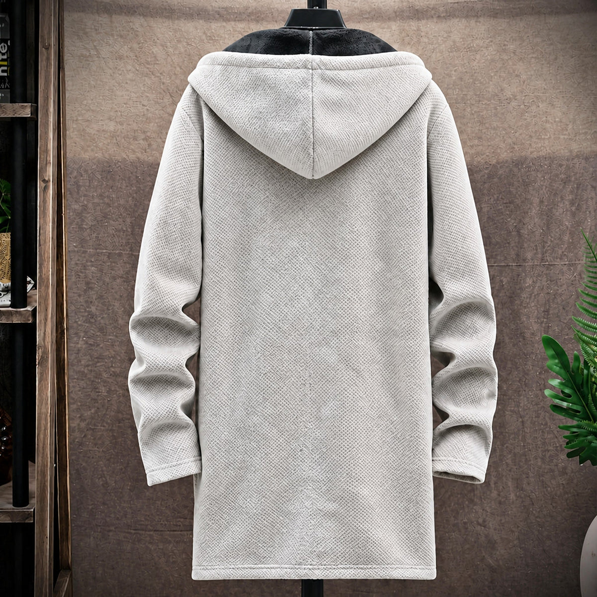 Marcus - Men's Hooded Longline Knit Coat with Zip Closure