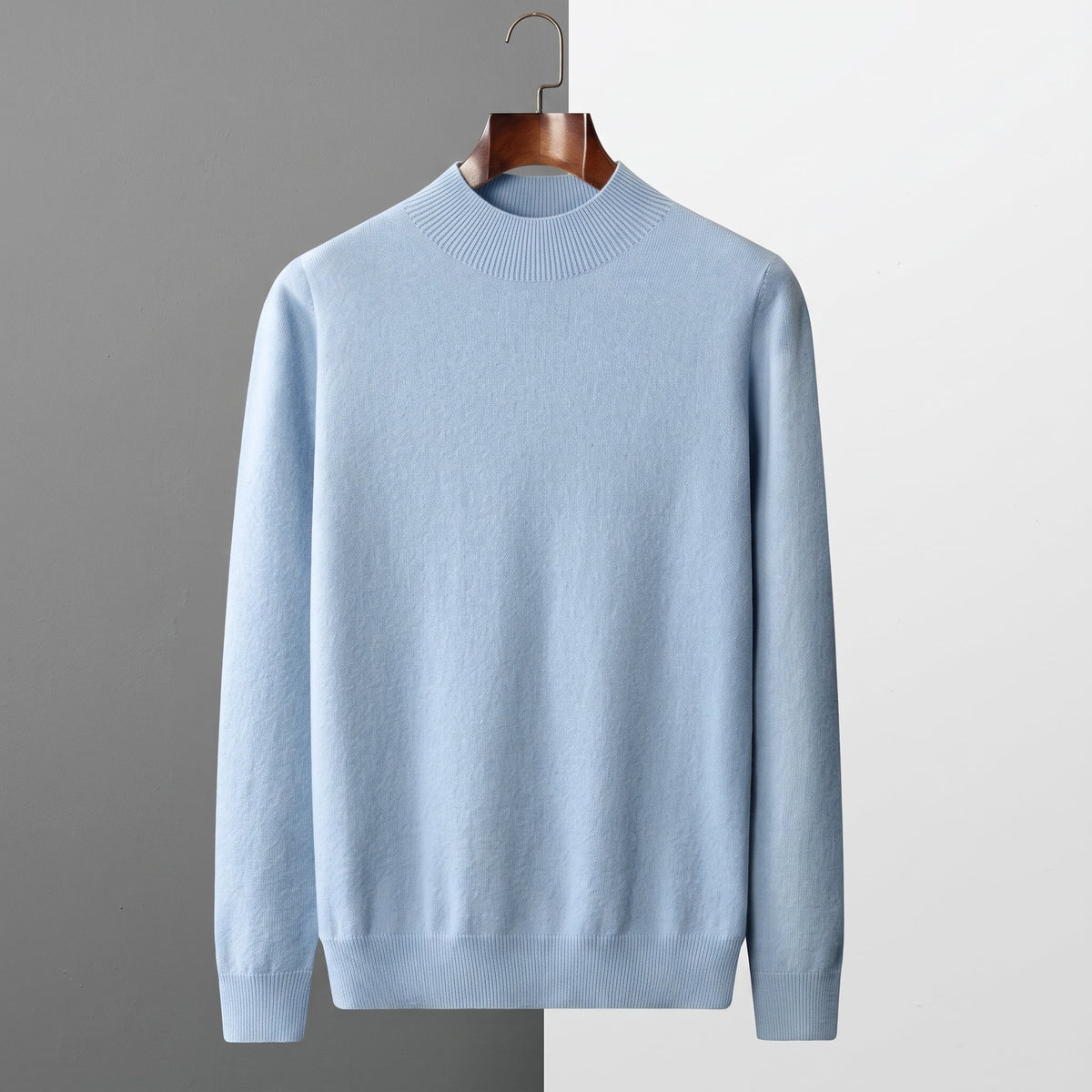 Marcus - Men's Mock Neck Wool Sweater with Ribbed Cuffs