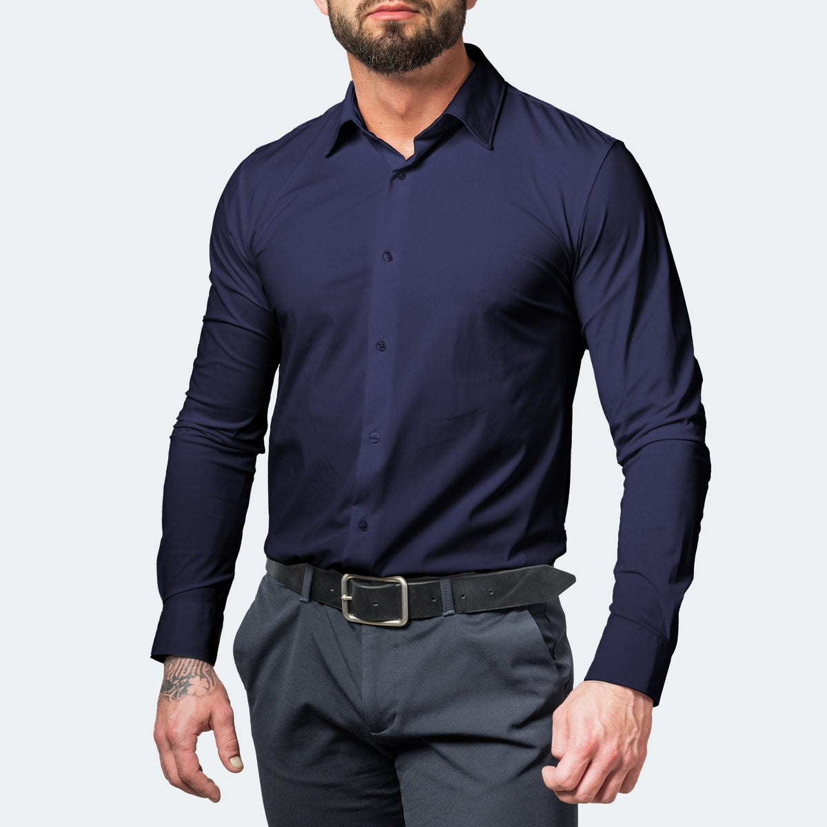 Marcus - Men's Slim Fit Stretch Dress Shirt with Button Cuffs