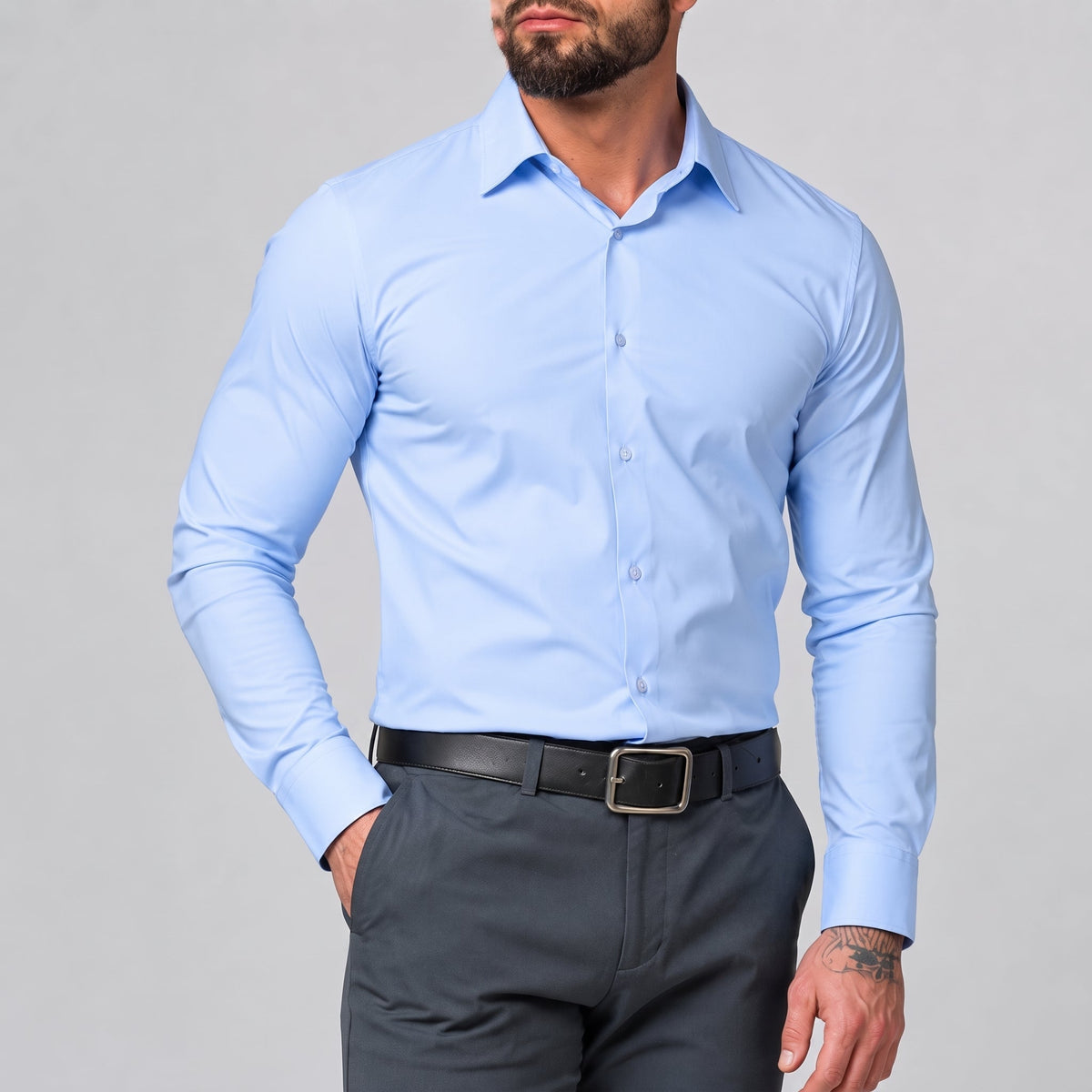 Marcus - Men's Slim Fit Stretch Dress Shirt with Button Cuffs