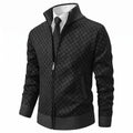 Marcus - Men's Zip-Up Diamond Knit Pattern and Stand Collar