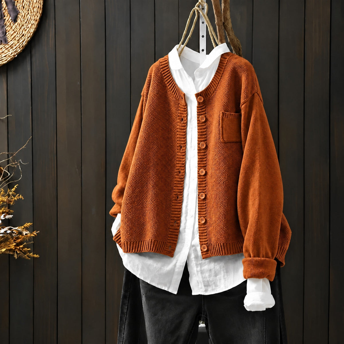 Morgan - Women's Oversized Round Neck Knit Cardigan