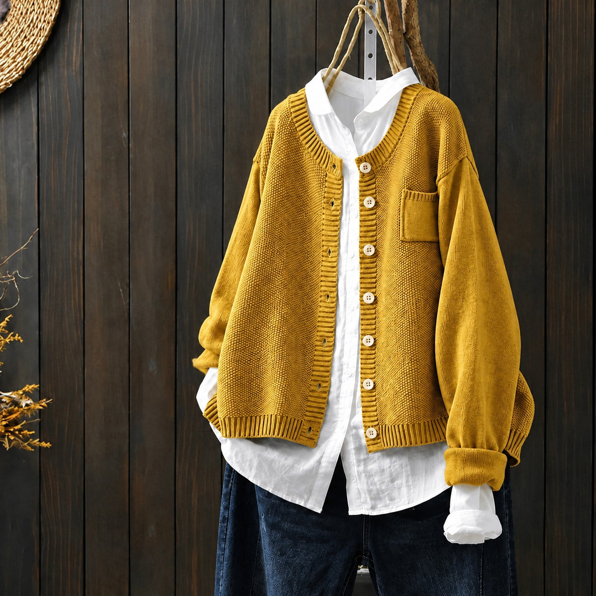 Morgan - Women's Oversized Round Neck Knit Cardigan