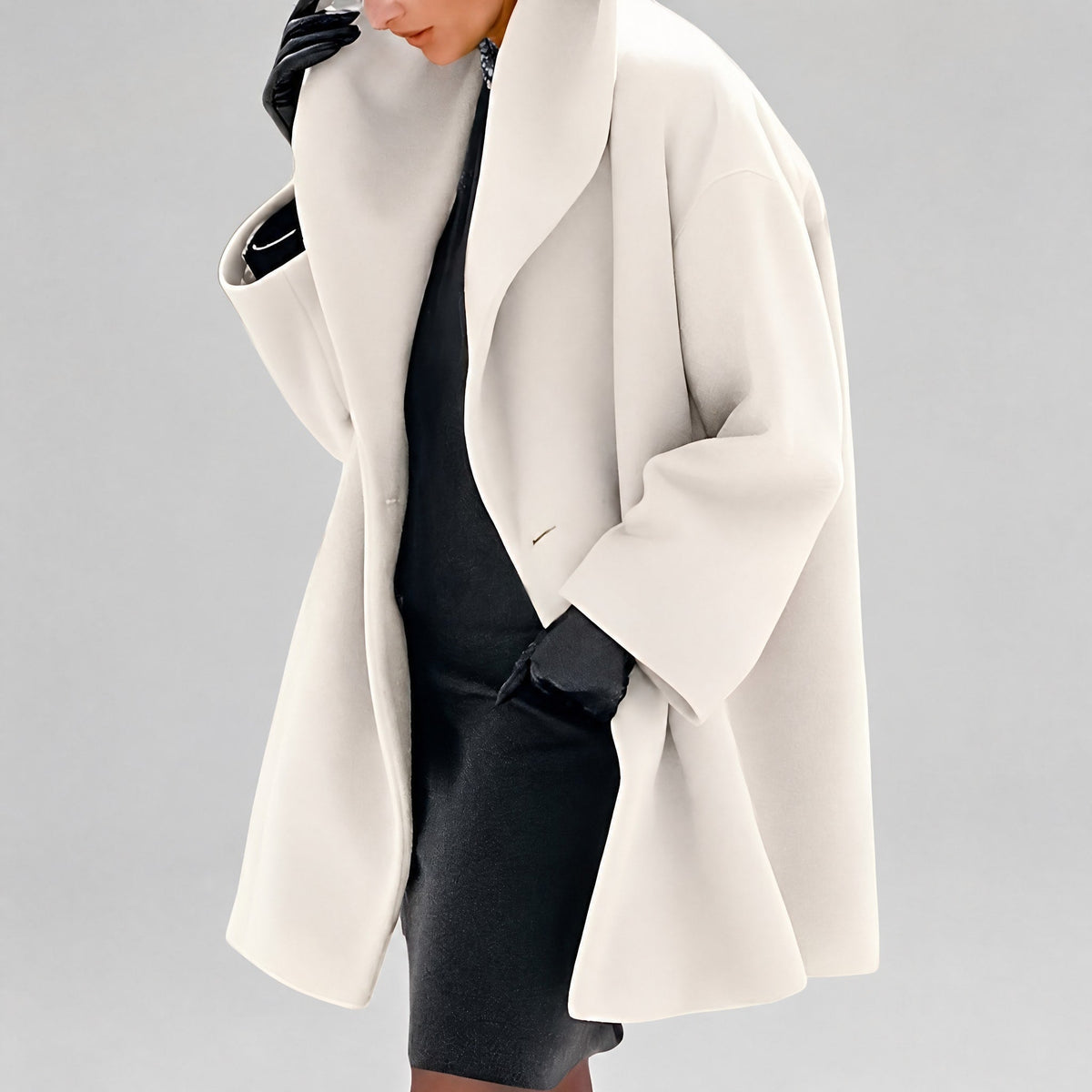 Natalia - Women's Oversized Shawl Collar Longline Coat with Wide Sleeves