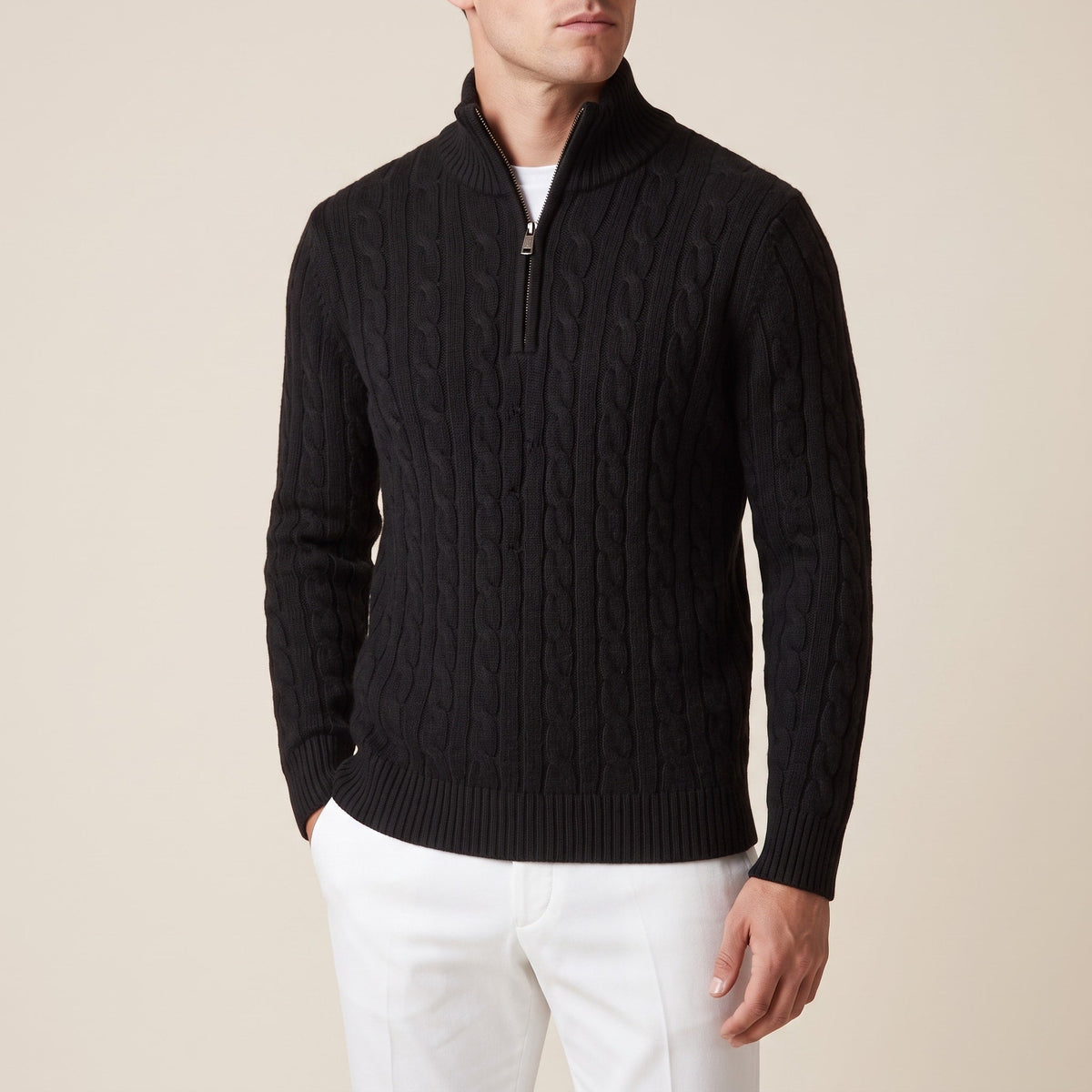 Marcus – Men’s Cable-Knit Quarter-Zip Sweater