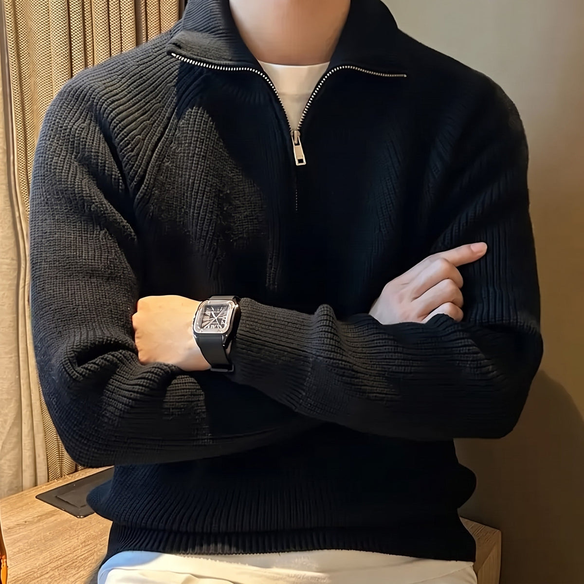 Daniel – Men’s Quarter-Zip Sweater with Funnel Collar