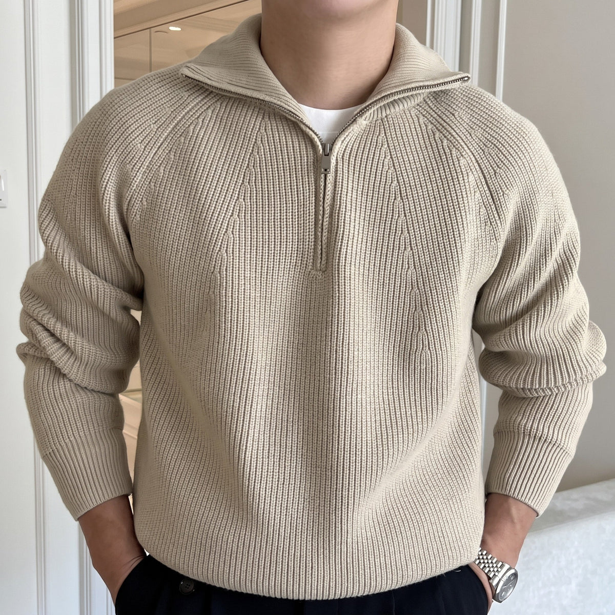 Daniel – Men’s Quarter-Zip Sweater with Funnel Collar