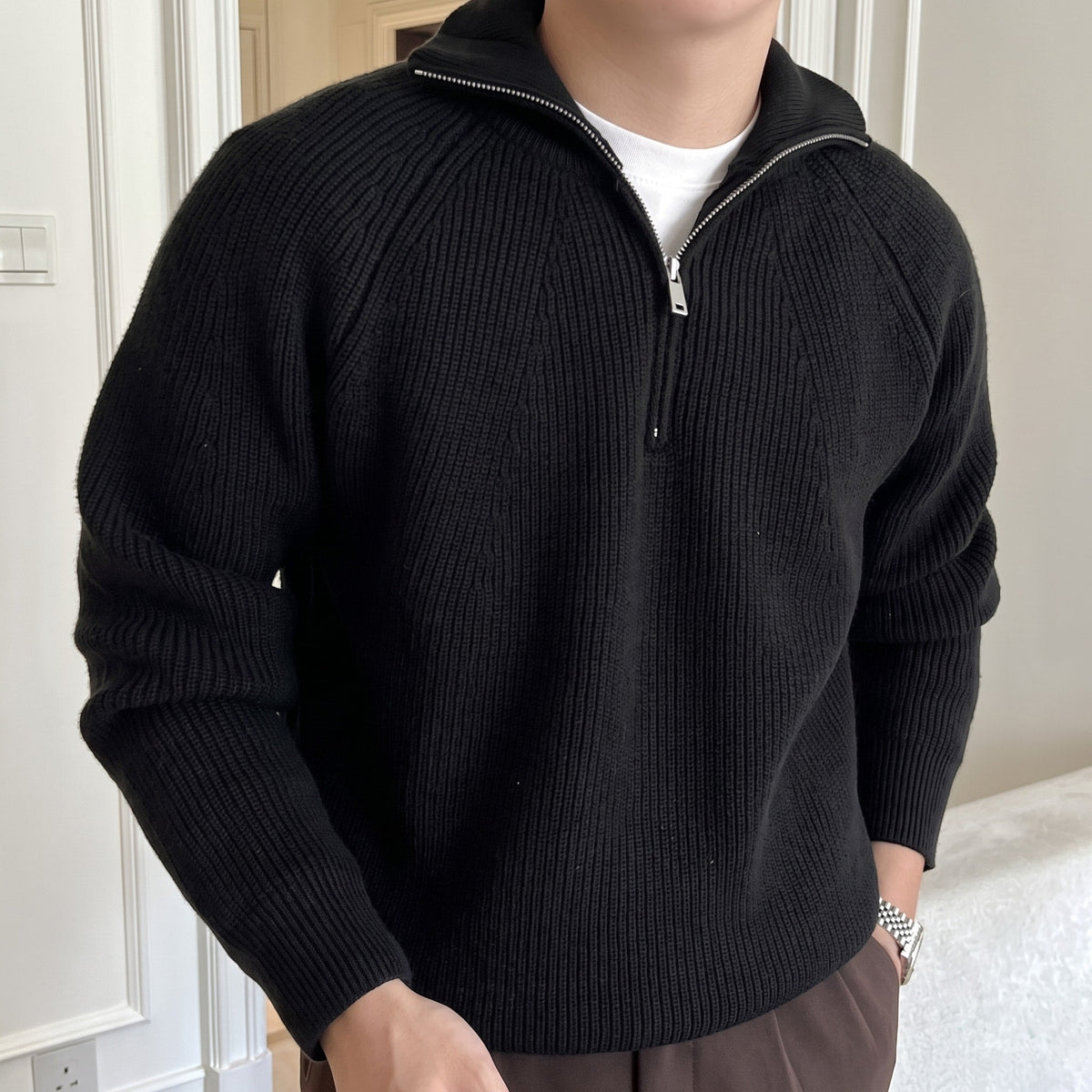 Daniel – Men’s Quarter-Zip Sweater with Funnel Collar