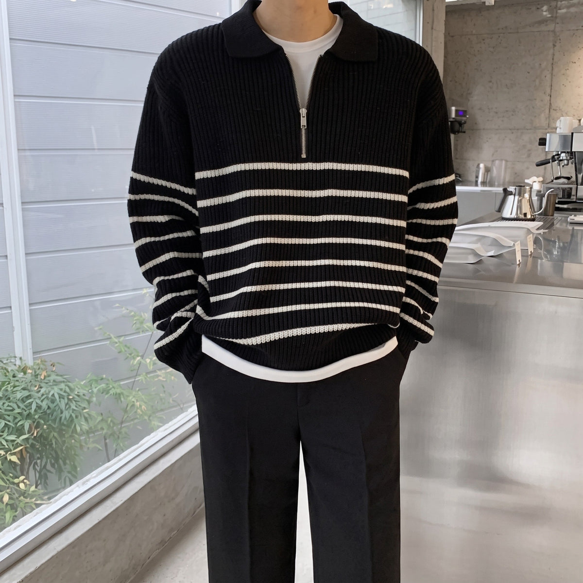 Marcus – Men’s Striped Quarter Zip-Up Sweater