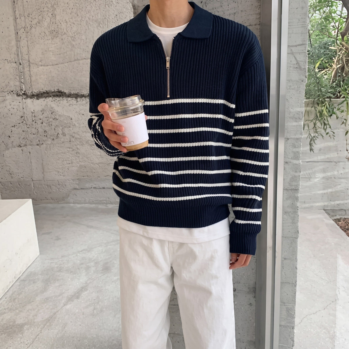 Marcus – Men’s Striped Quarter Zip-Up Sweater