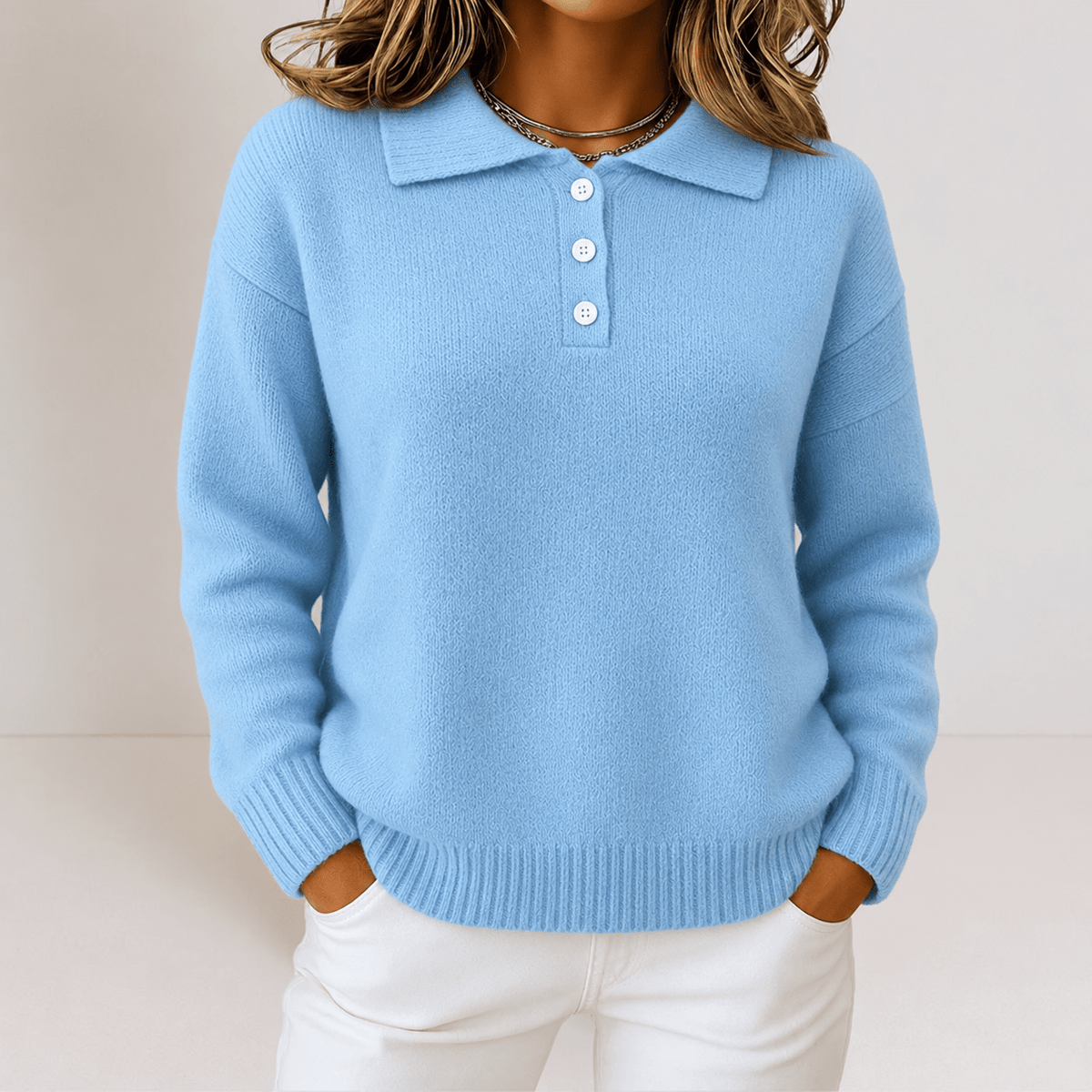 Sophie – Women’s Button-Placket Polo Sweater