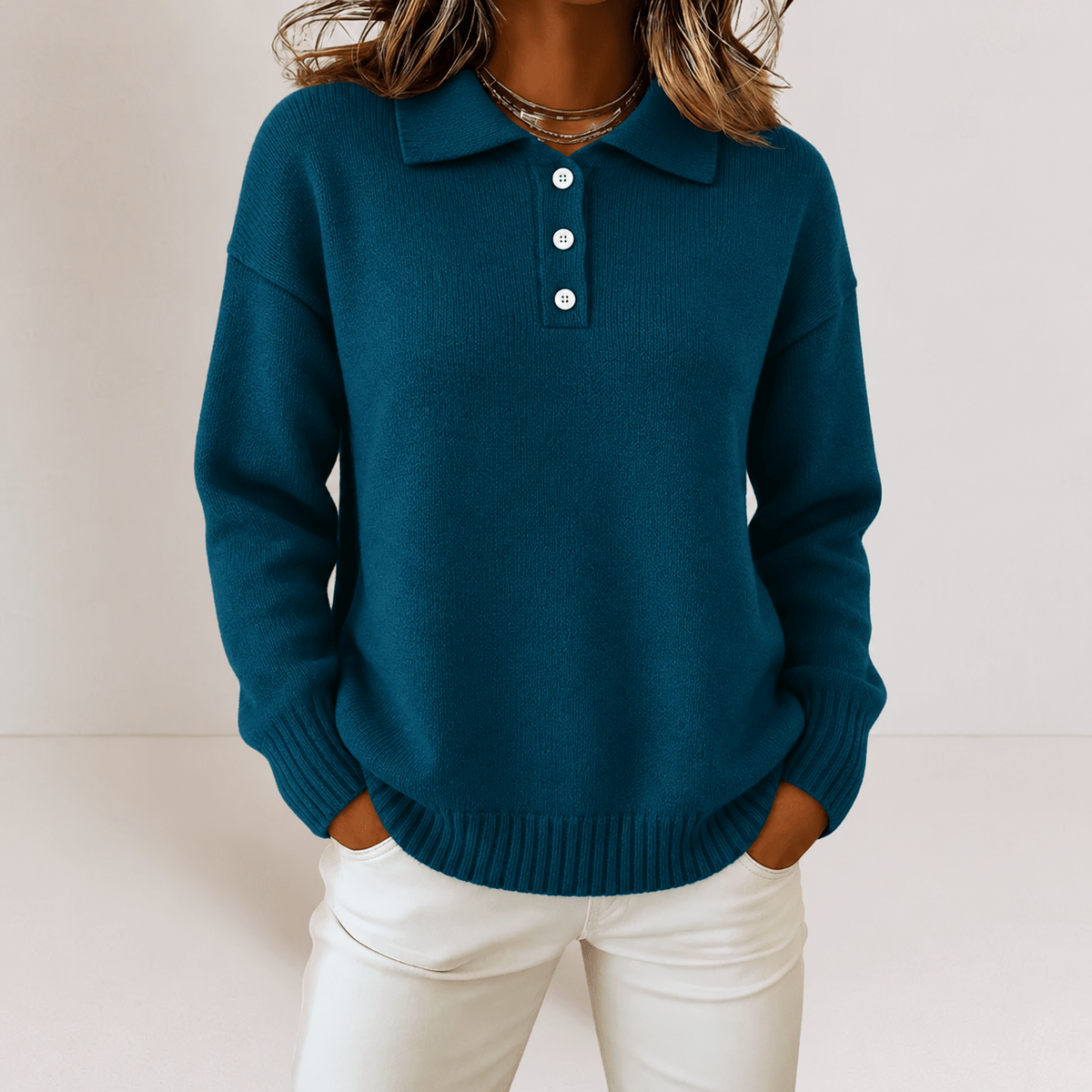 Sophie – Women’s Button-Placket Polo Sweater