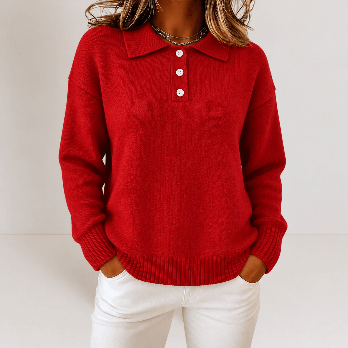 Sophie – Women’s Button-Placket Polo Sweater