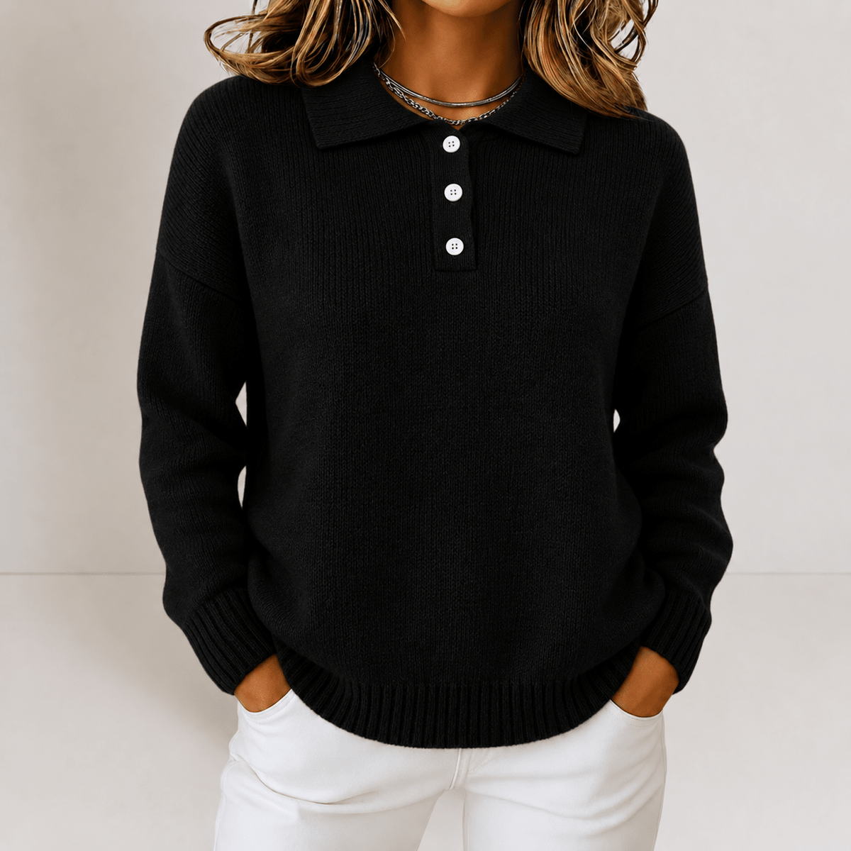 Sophie – Women’s Button-Placket Polo Sweater
