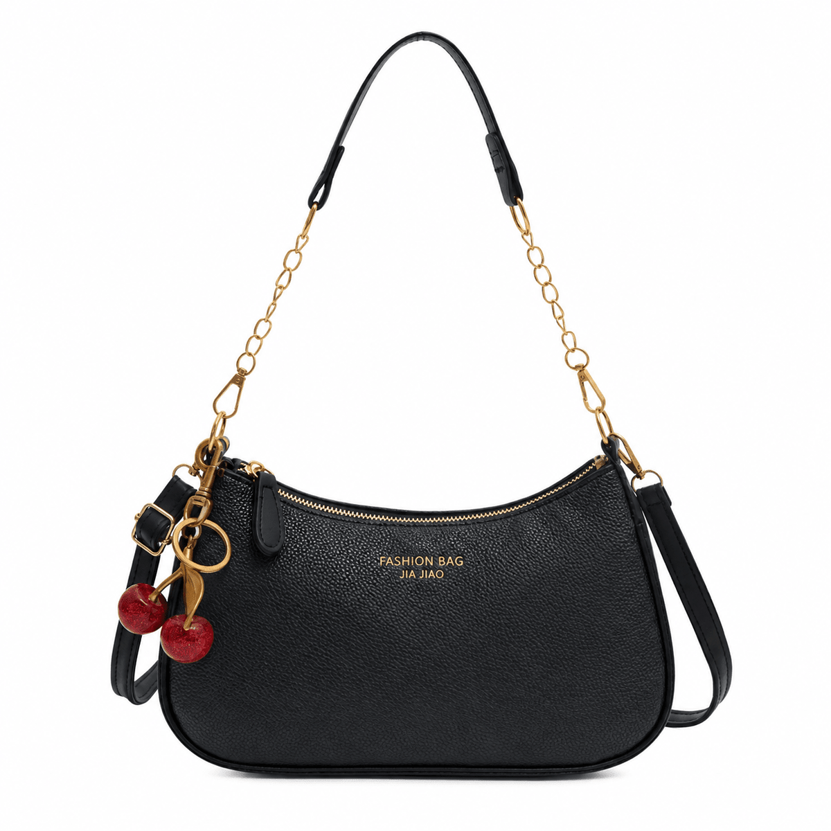 Claire - Women's Structured Shoulder Bag with Chain Strap and Charm