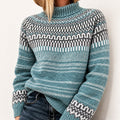 Oona - Women's Fair Isle Turtleneck Sweater with Knit Pattern