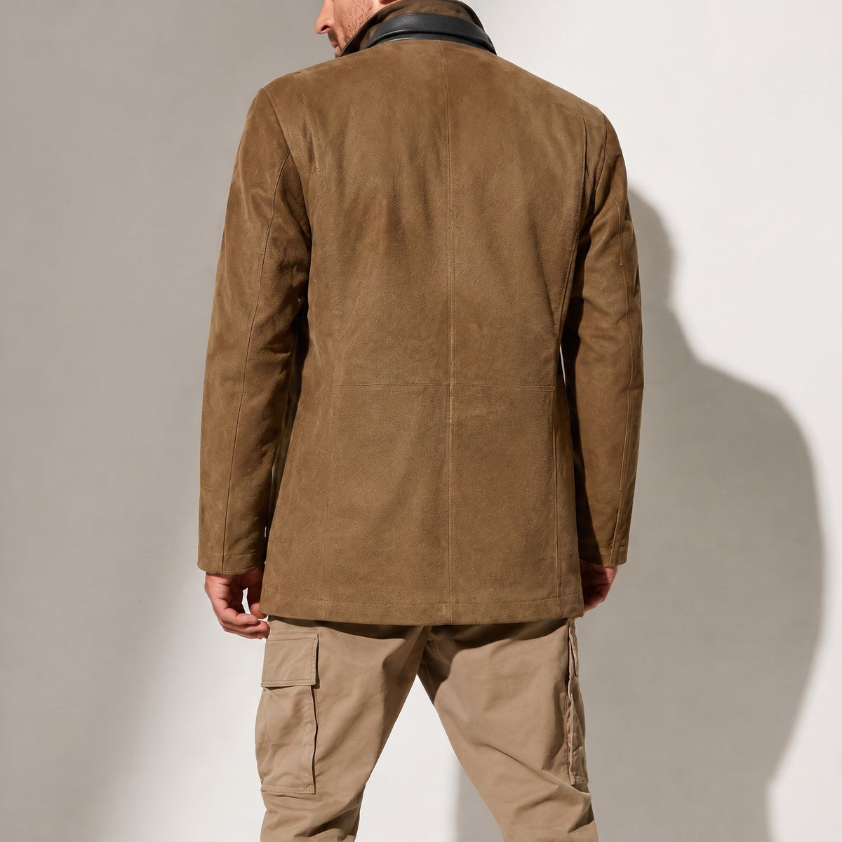 Ralph - Men's Field Jacket with Contrast Collar and Button Front