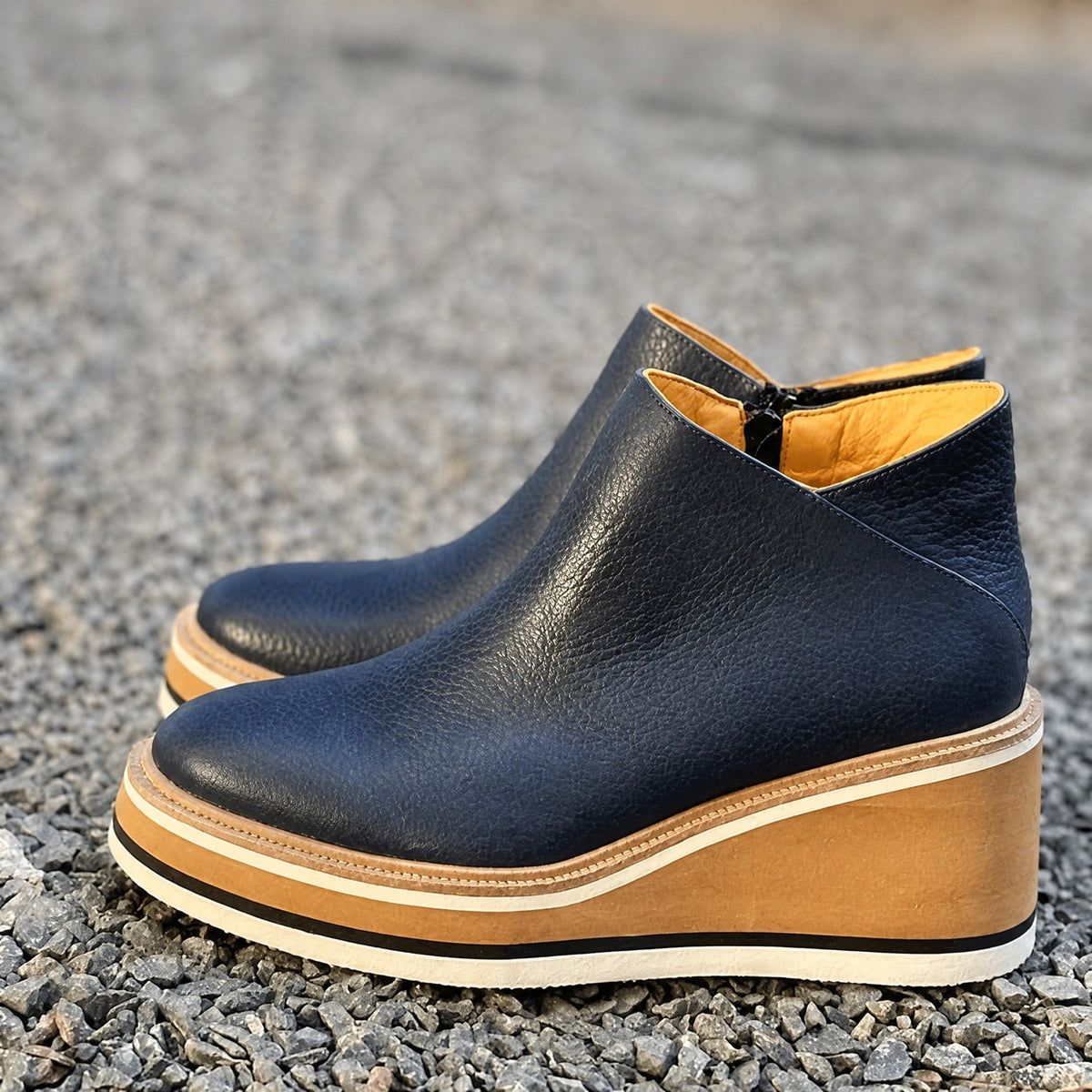 Rowan - Women's Supportive Platform Wedge Ankle Boots with Side Zip Closure