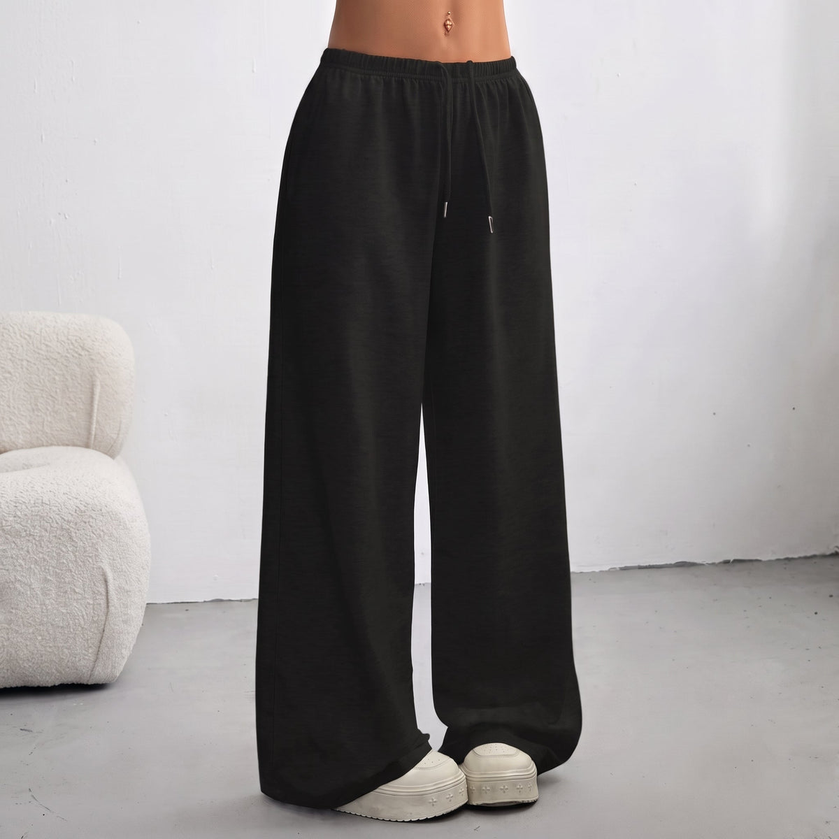 Sofia - Women's High-Waisted Wide-Leg Drawstring Jogger Pants