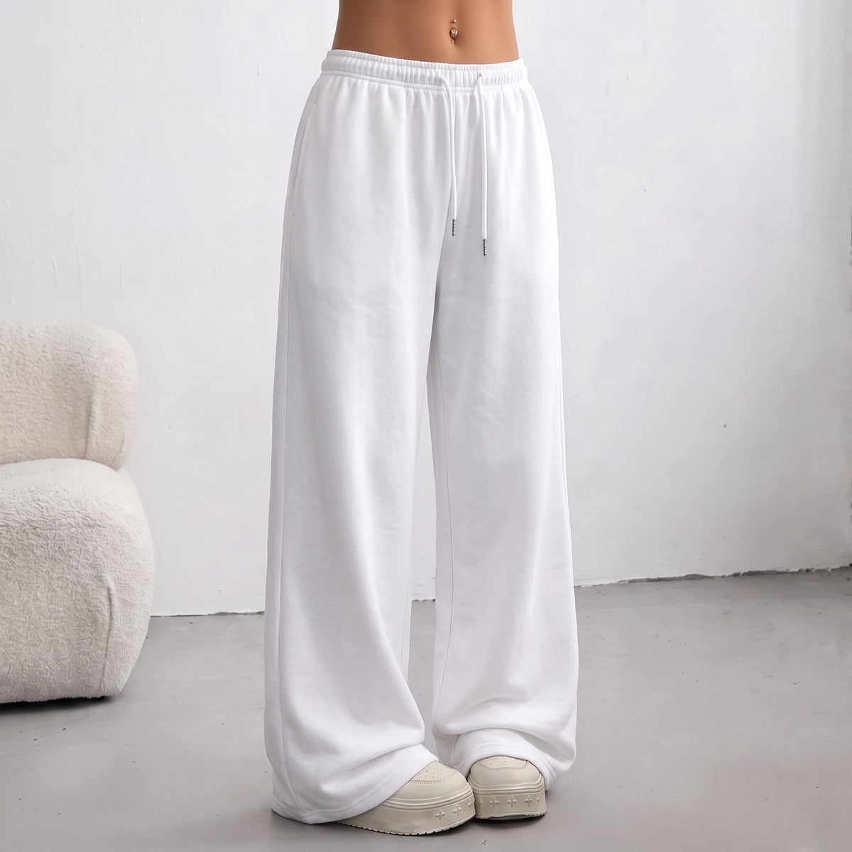 Sofia - Women's High-Waisted Wide-Leg Drawstring Jogger Pants