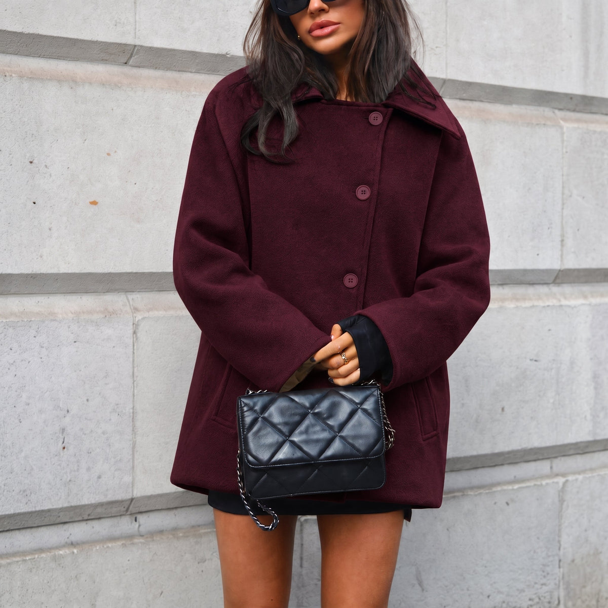 Sophia - Women's Oversized Wool-Blend Coat