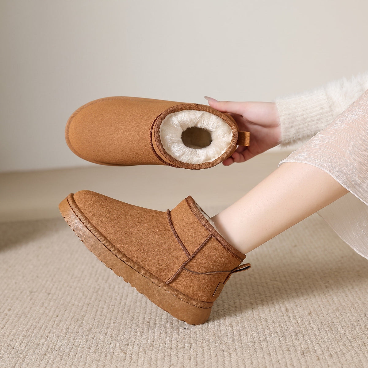Sophie - Women's Ankle Boots with Faux Fur Lining and Cushioned Sole