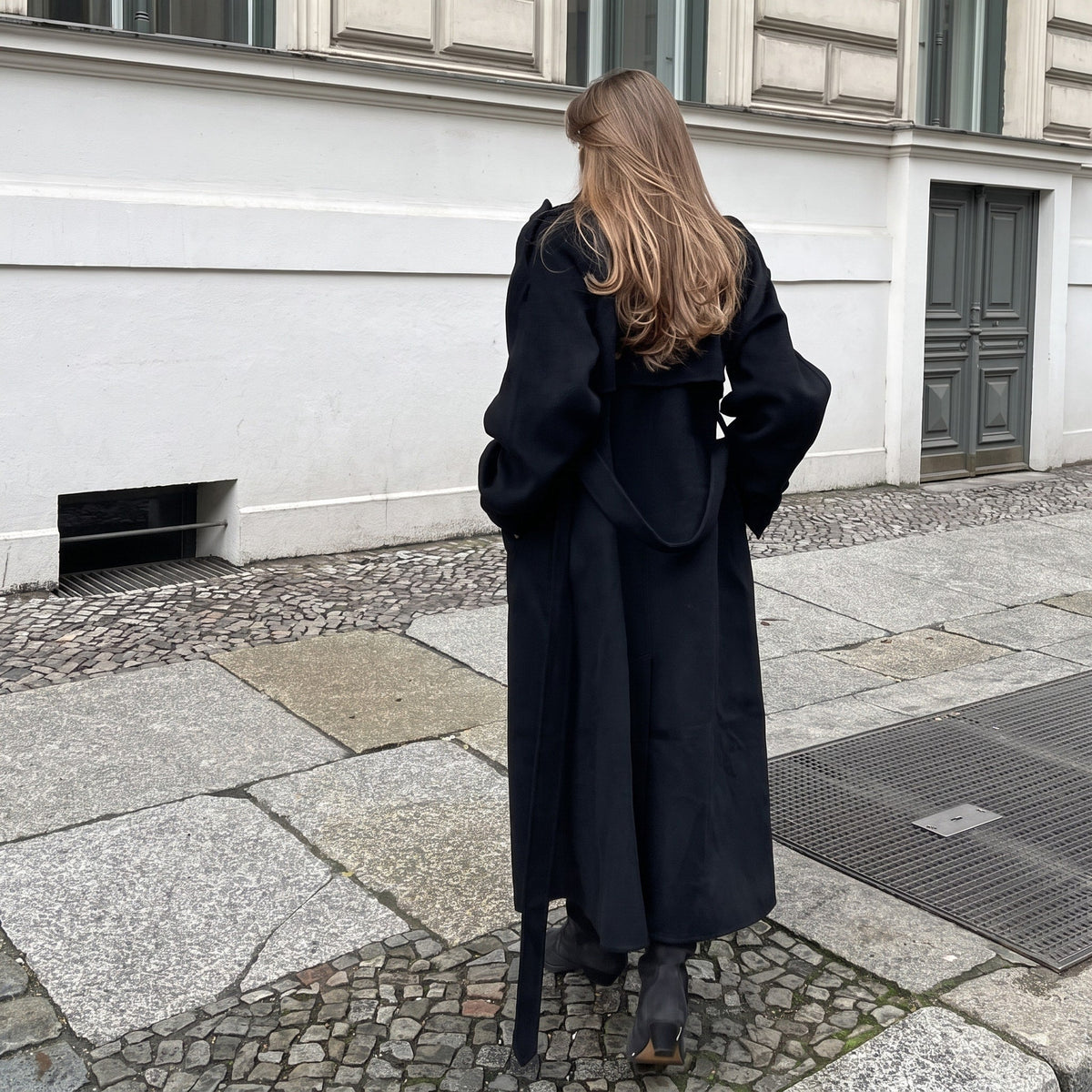 Sophie - Women's Longline Double-Breasted Trench Coat with Belted Waist