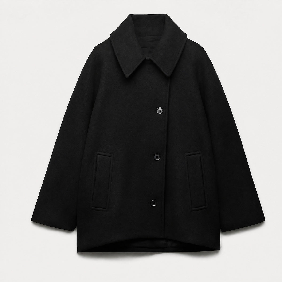 Sophie - Women's Oversized Cropped Wool-Look Jacket with Wide Collar