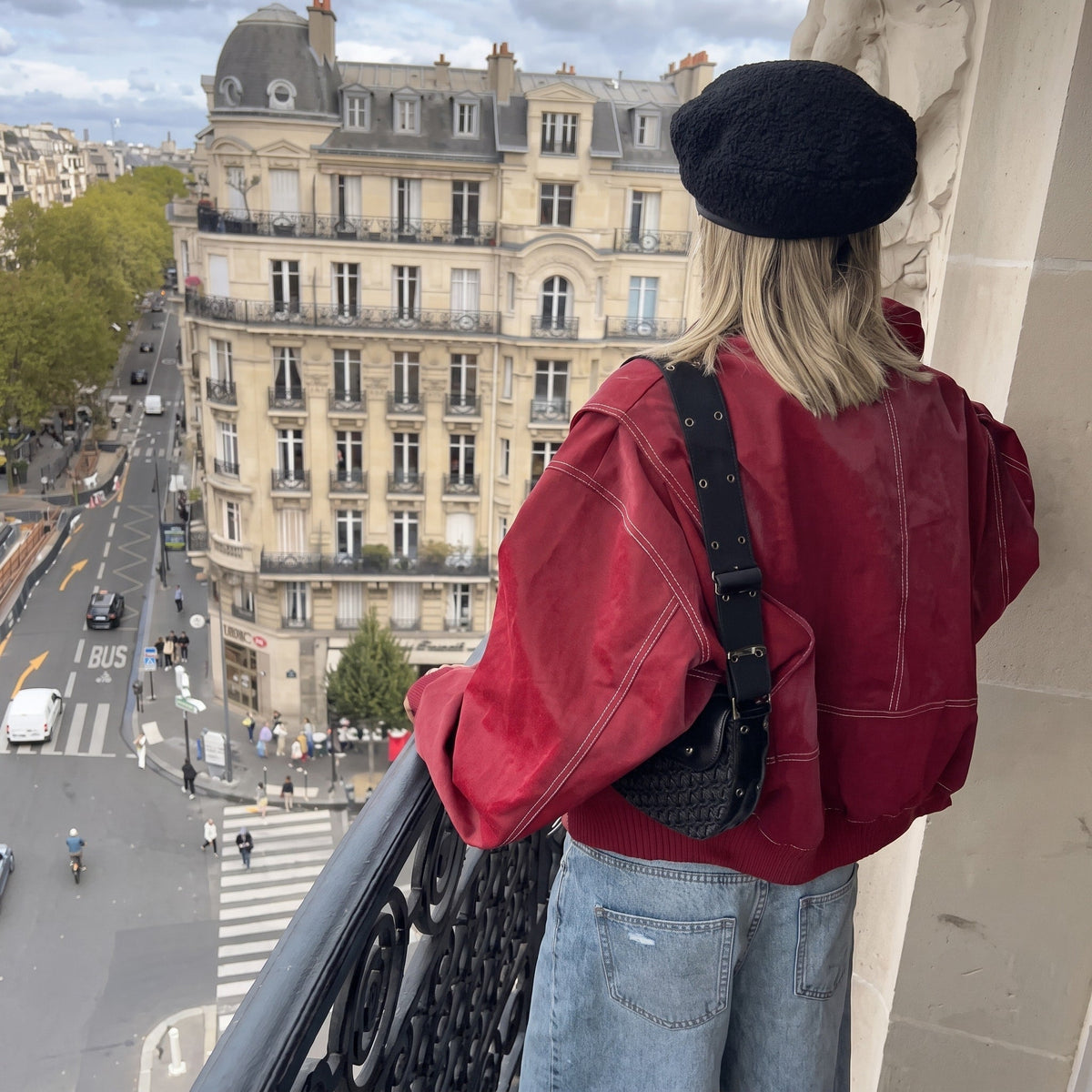 Sophie - Women's Oversized Puff Sleeve Bomber Jacket
