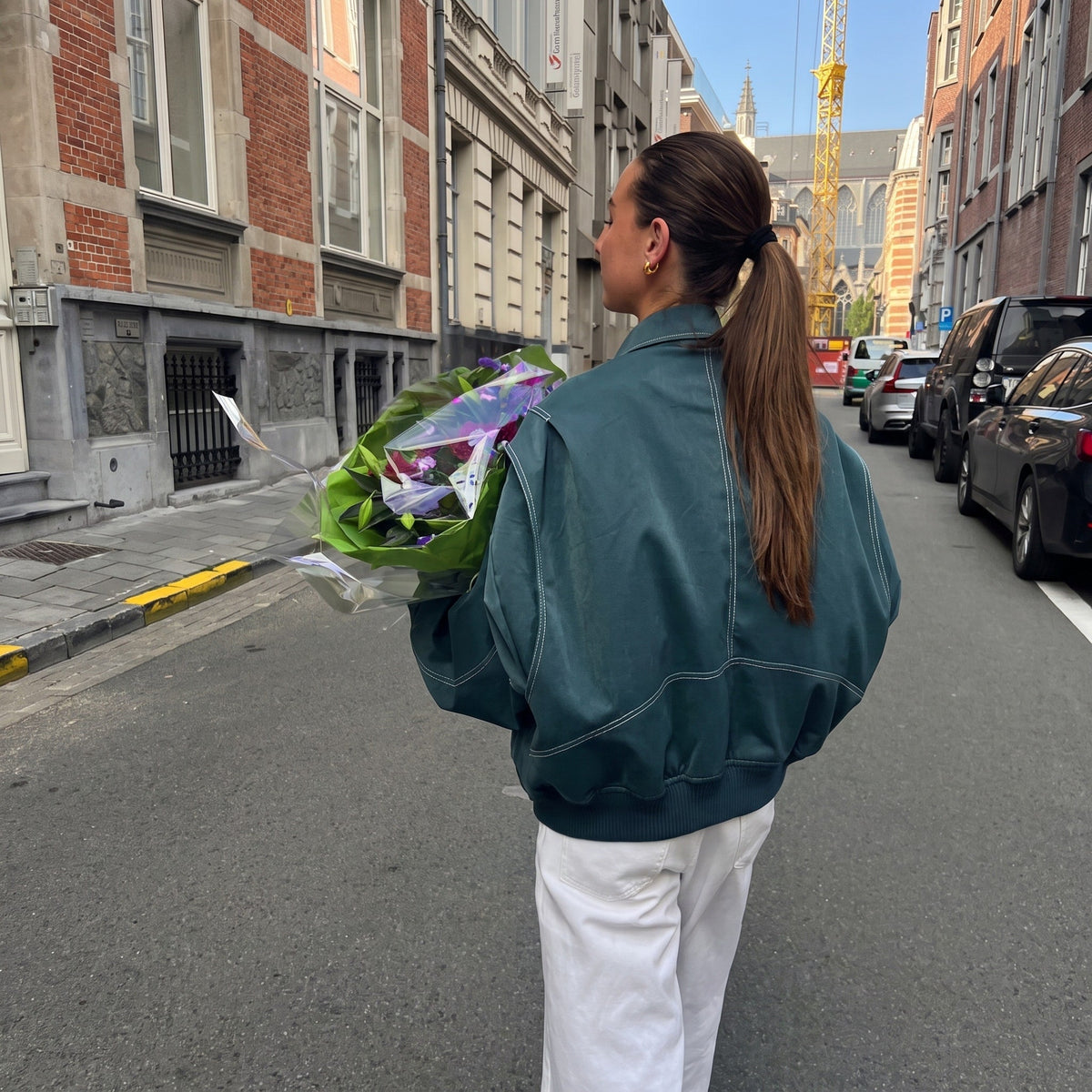 Sophie - Women's Oversized Puff Sleeve Bomber Jacket