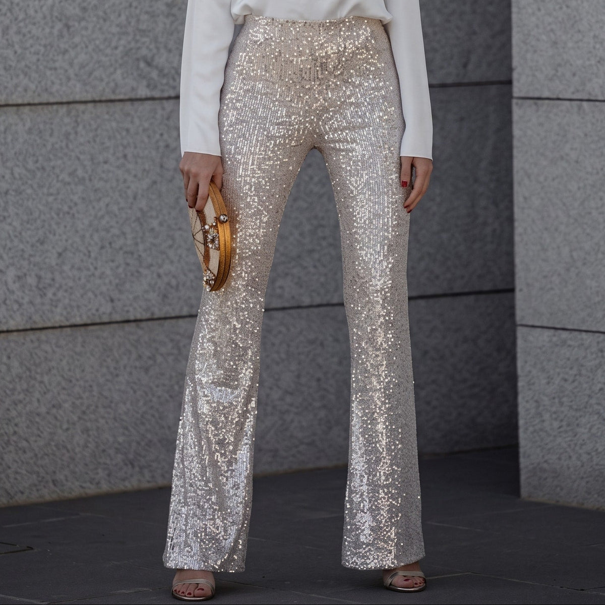 Sophie – Women’s High-Waisted Sequin Flare Pants