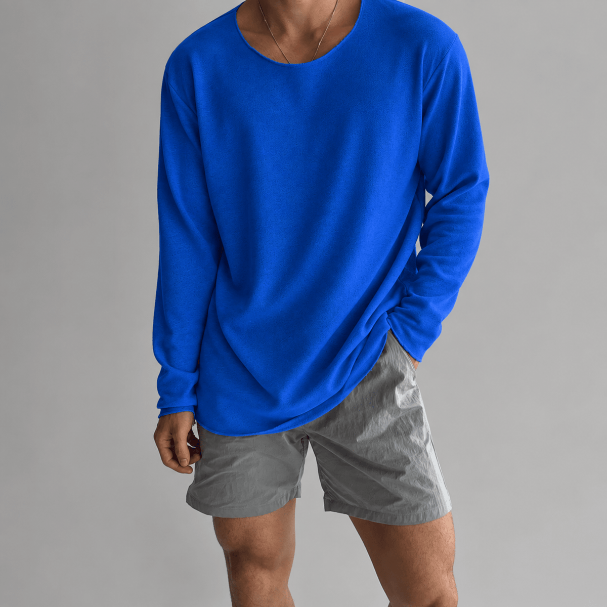 Tom - Men's Lightweight Crew Neck Knit Textured Long Sleeve Shirt