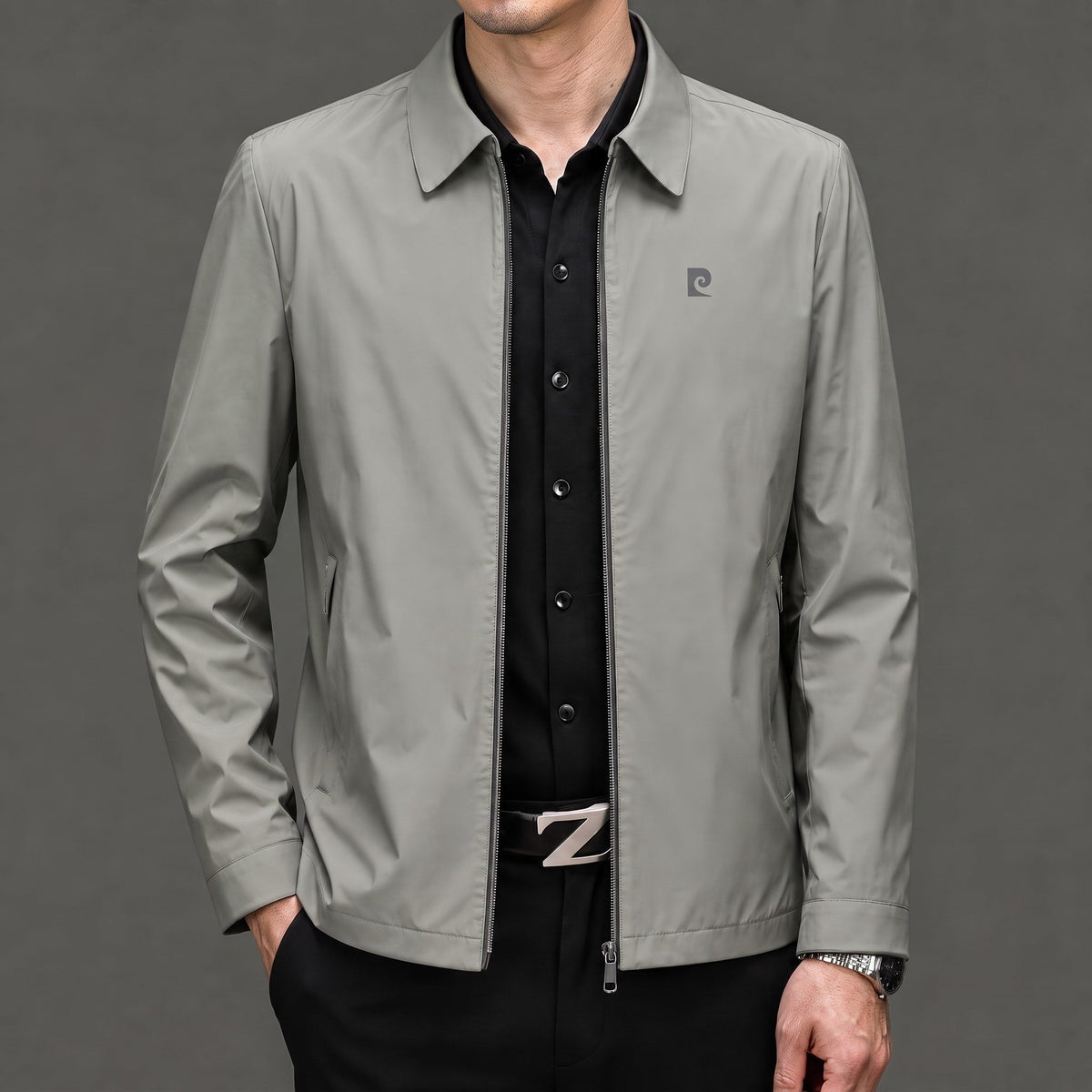 William - Men's Transitional Point Collar Zip-Up Jacket with Concealed Zipper